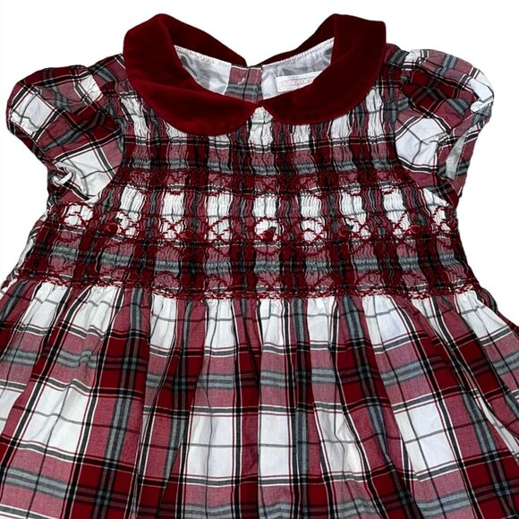 Janie & Jack Red Plaid Baby Dress Smocked Chest 18-24 Months - Picture 2 of 4